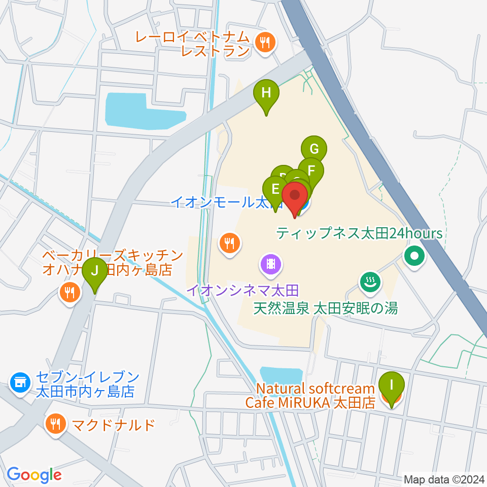 島村楽器 イオンモール太田店周辺のカフェ一覧地図