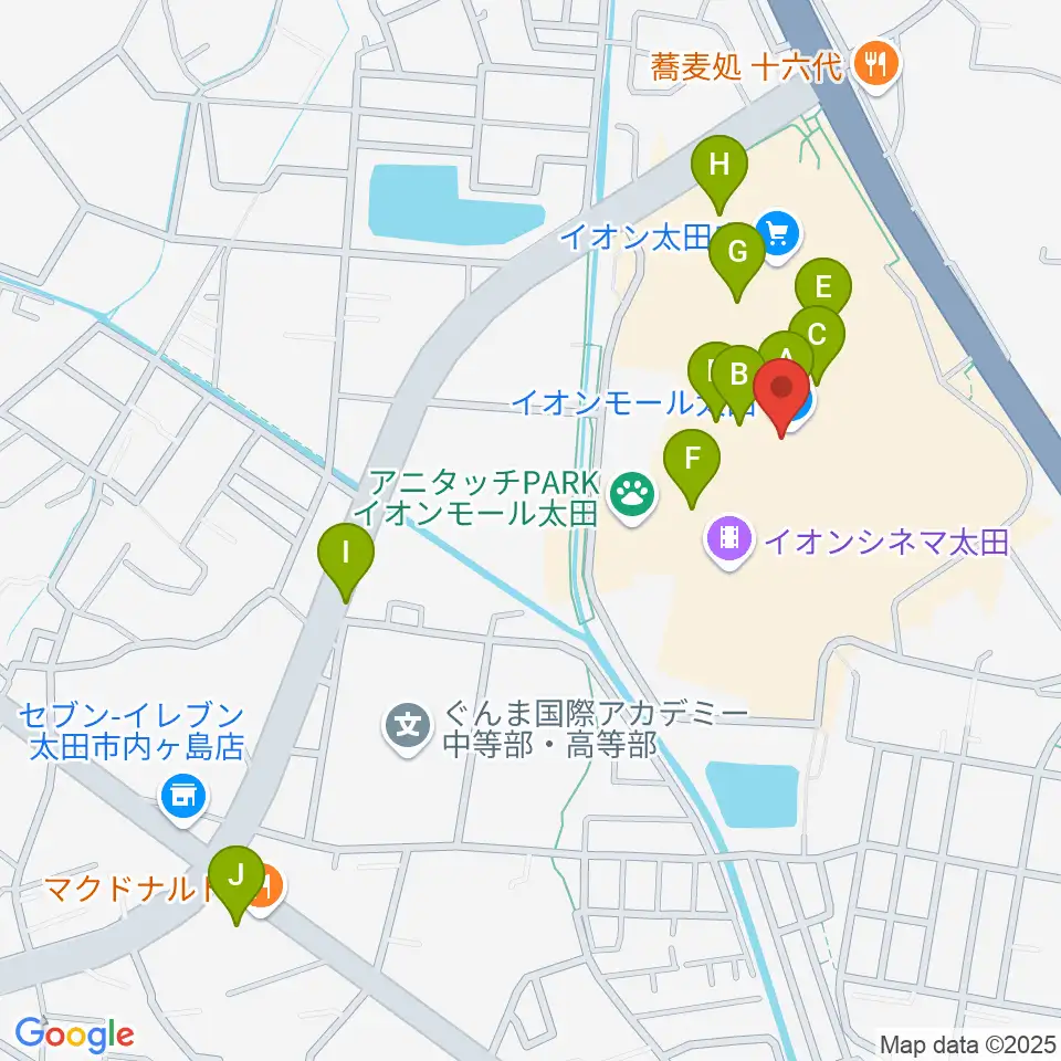 島村楽器 イオンモール太田店周辺のカフェ一覧地図