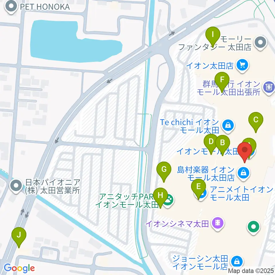 島村楽器 イオンモール太田店周辺のカフェ一覧地図