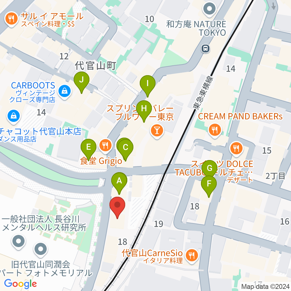 ギタートレーダーズ東京周辺のカフェ一覧地図