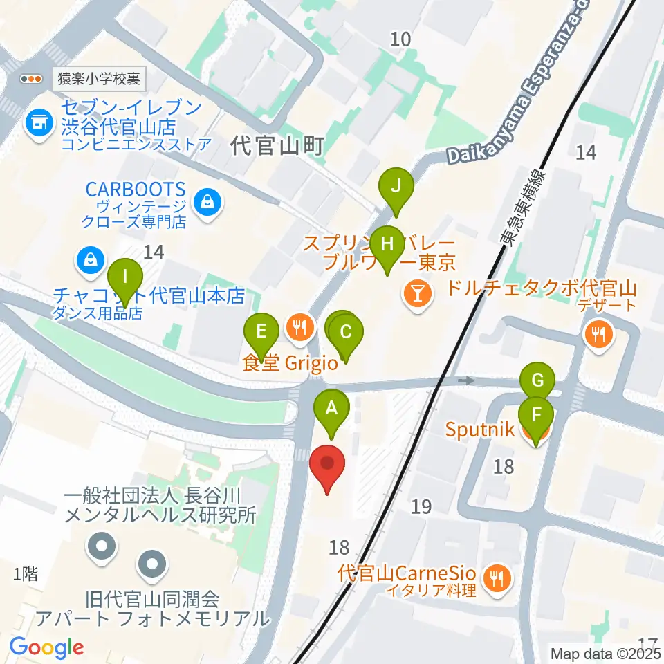 ギタートレーダーズ東京周辺のカフェ一覧地図