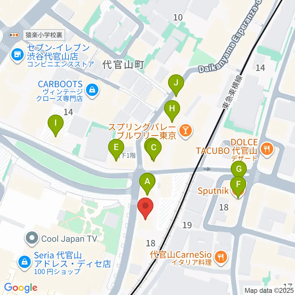 ギタートレーダーズ東京周辺のカフェ一覧地図