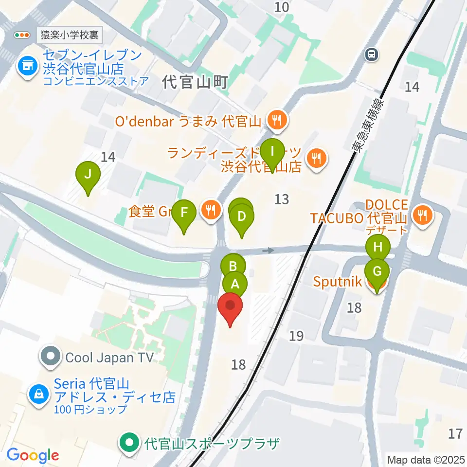 ギタートレーダーズ東京周辺のカフェ一覧地図