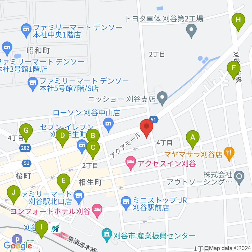 ロッキン刈谷本店周辺のカフェ一覧地図