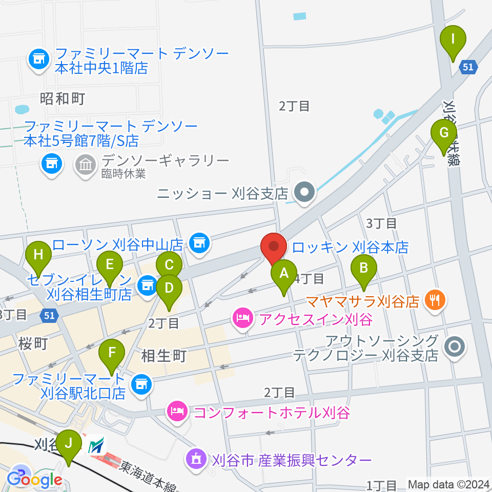 ロッキン刈谷本店周辺のカフェ一覧地図