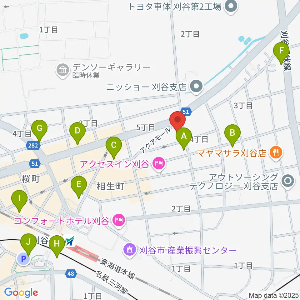 ロッキン刈谷本店周辺のカフェ一覧地図