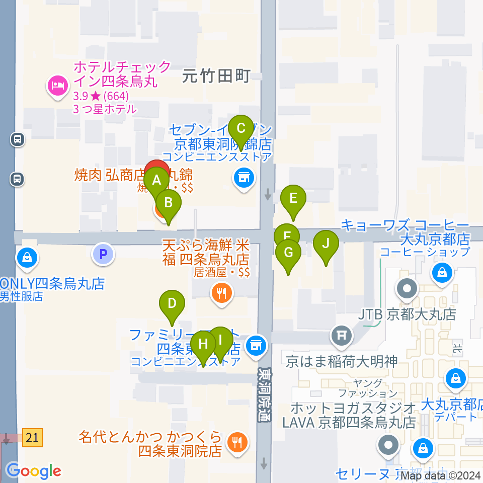 京都フィールドスタジオ周辺のカフェ一覧地図