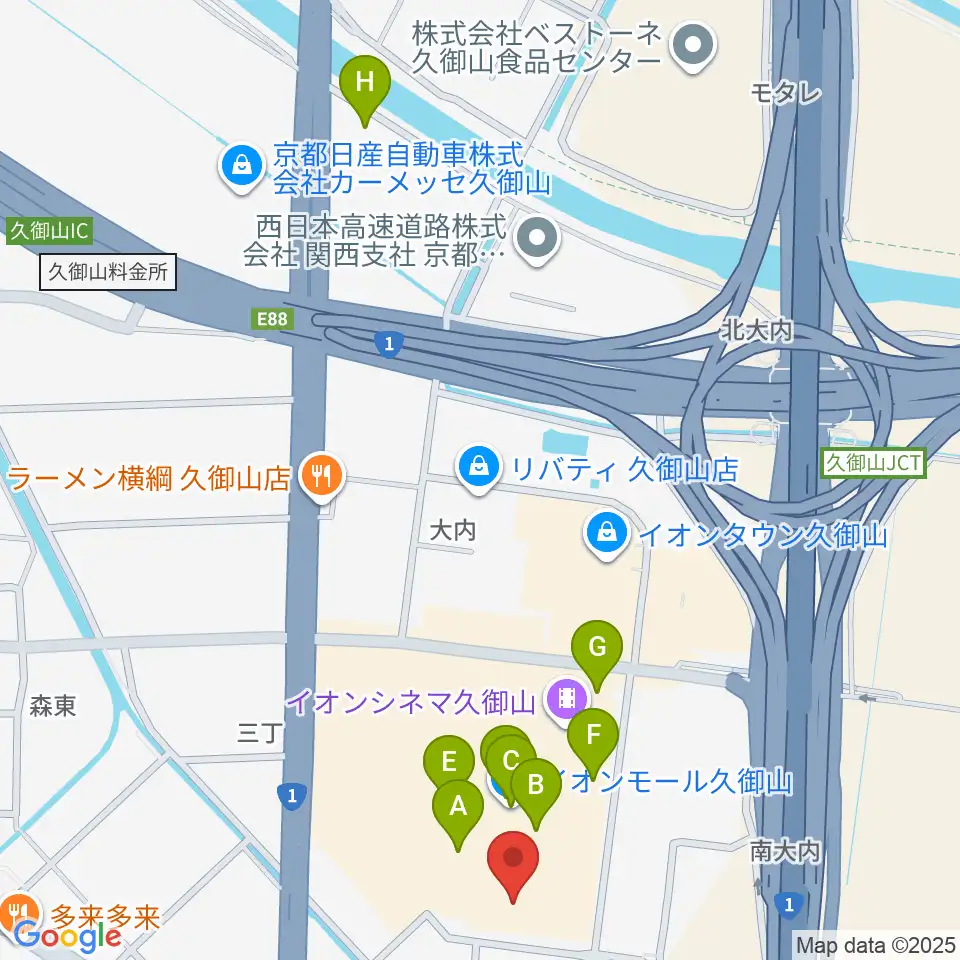 JEUGIA イオンモール久御山店周辺のカフェ一覧地図