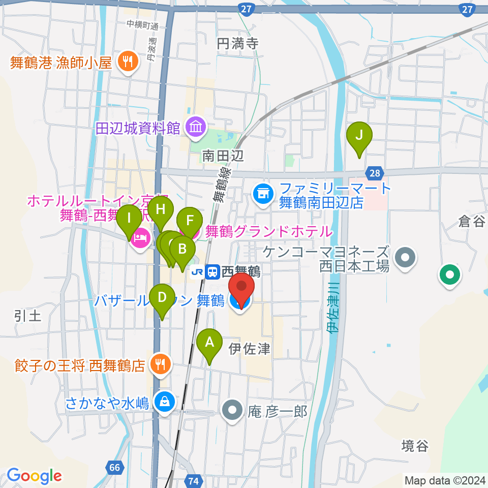 JEUGIA 西舞鶴センター周辺のカフェ一覧地図