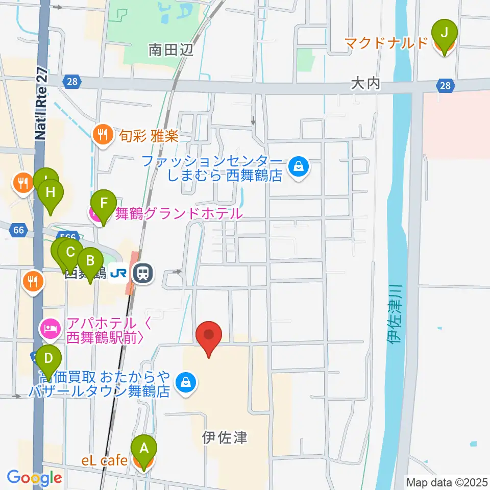 JEUGIA 西舞鶴センター周辺のカフェ一覧地図