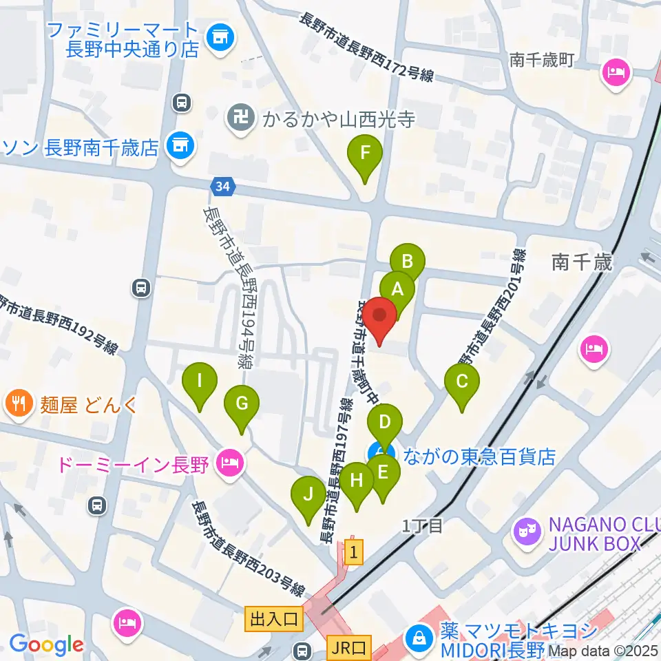 島村楽器 長野店周辺のカフェ一覧地図
