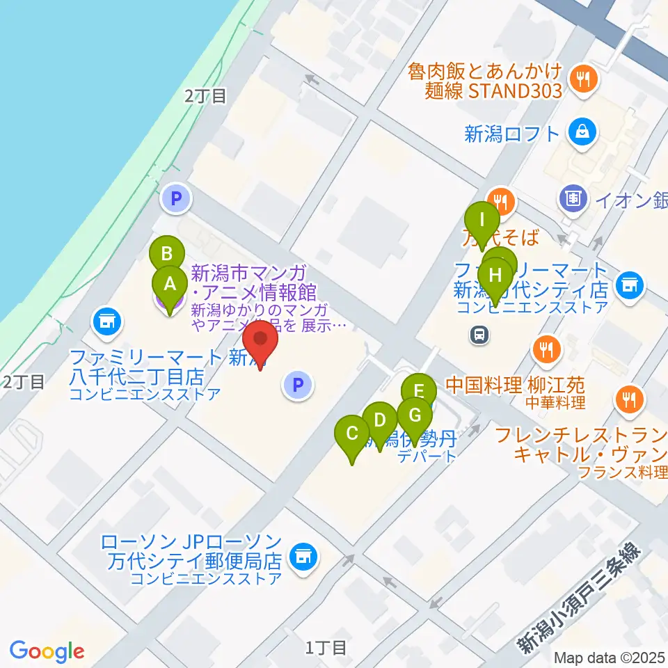 島村楽器 新潟ビルボードプレイス店 周辺のカフェ一覧地図