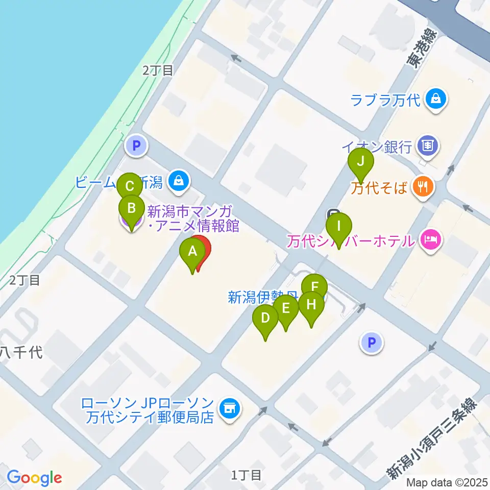 島村楽器 新潟ビルボードプレイス店 周辺のカフェ一覧地図