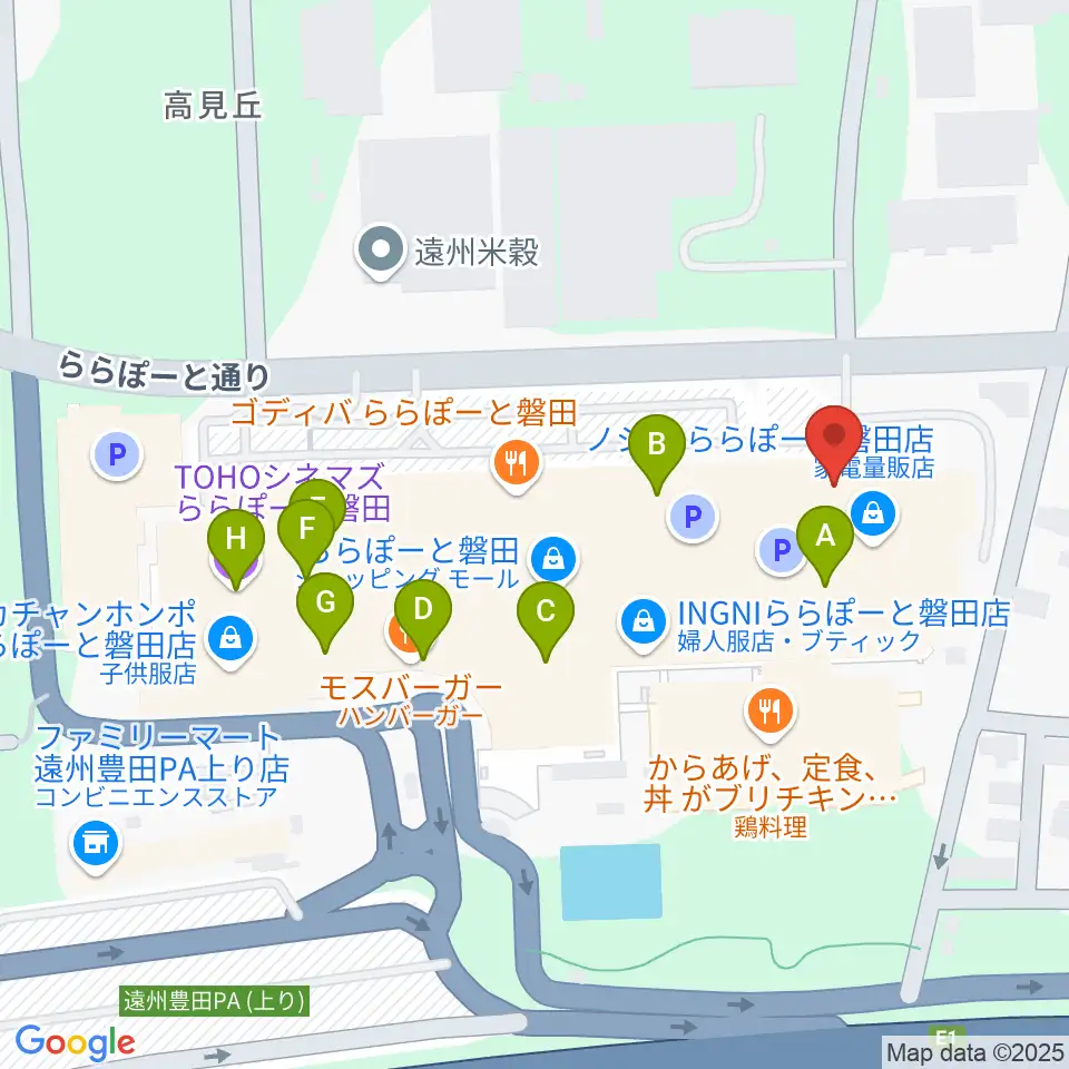 島村楽器 ららぽーと磐田店周辺のカフェ一覧地図