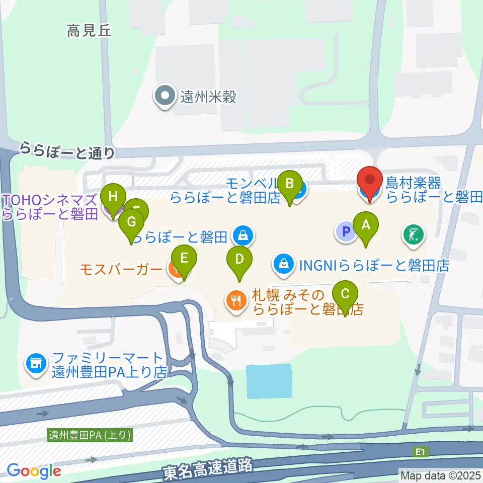 島村楽器 ららぽーと磐田店周辺のカフェ一覧地図