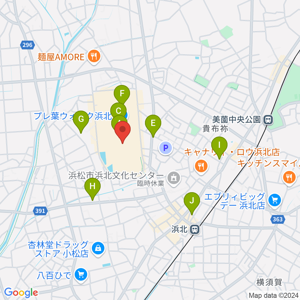 島村楽器 プレ葉ウォーク浜北店周辺のカフェ一覧地図