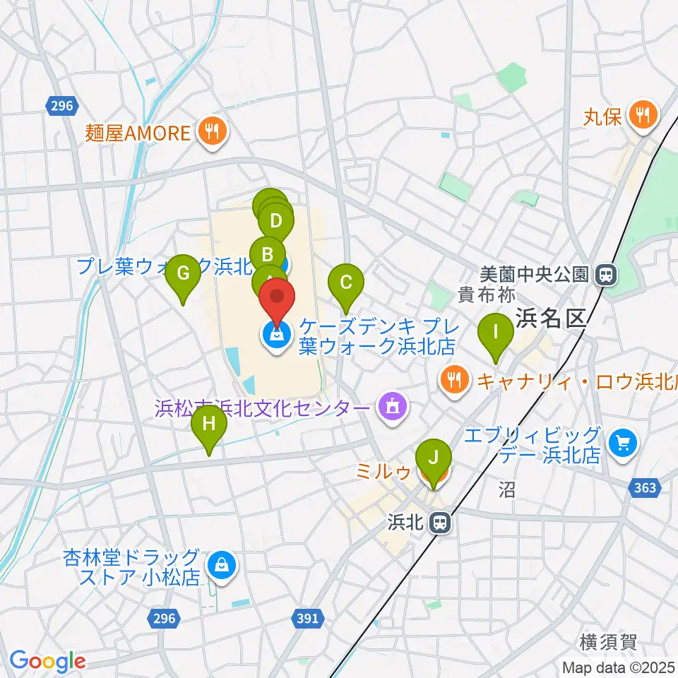 島村楽器 プレ葉ウォーク浜北店周辺のカフェ一覧地図