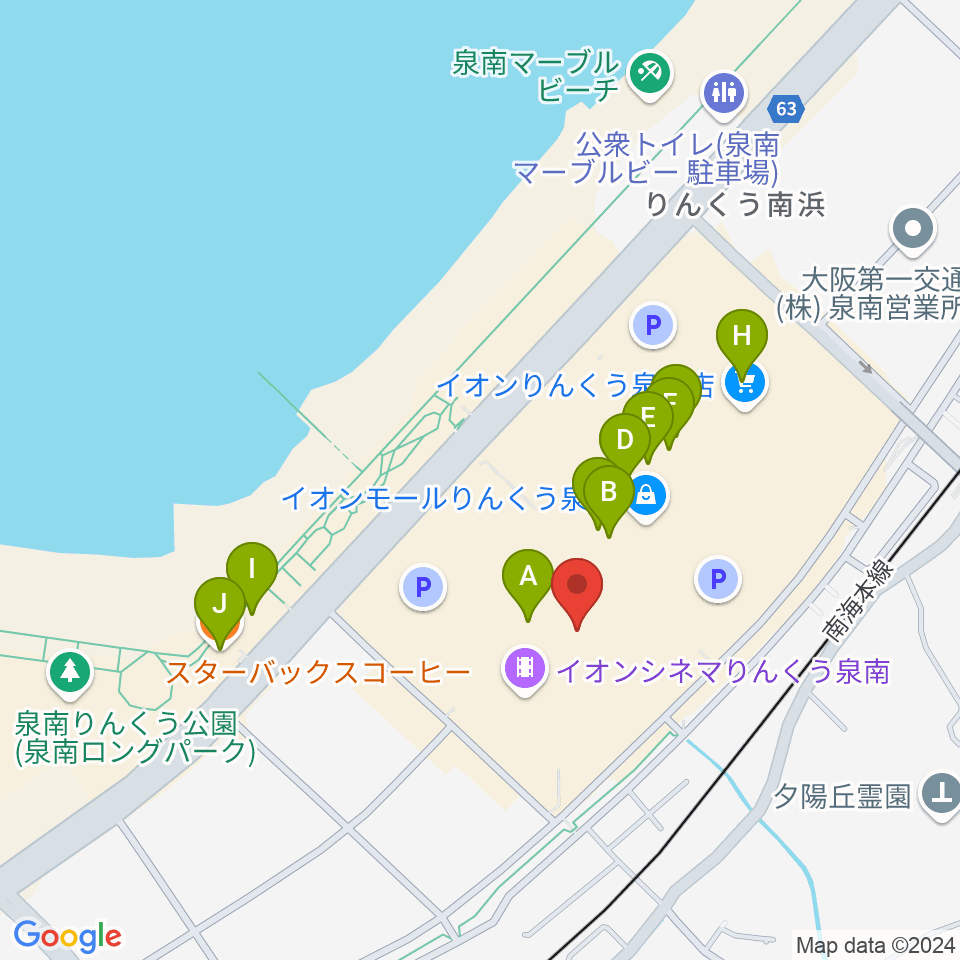 島村楽器 イオンモールりんくう泉南店周辺のカフェ一覧地図