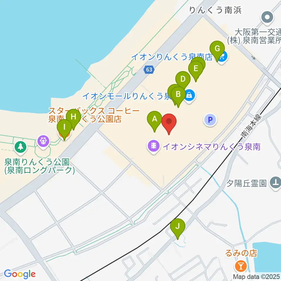 島村楽器 イオンモールりんくう泉南店周辺のカフェ一覧地図