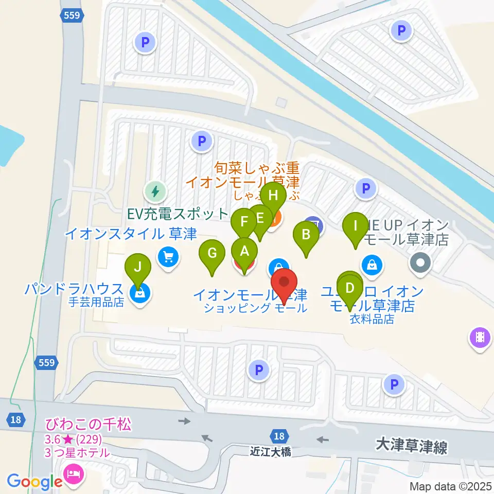 島村楽器 イオンモール草津店周辺のカフェ一覧地図