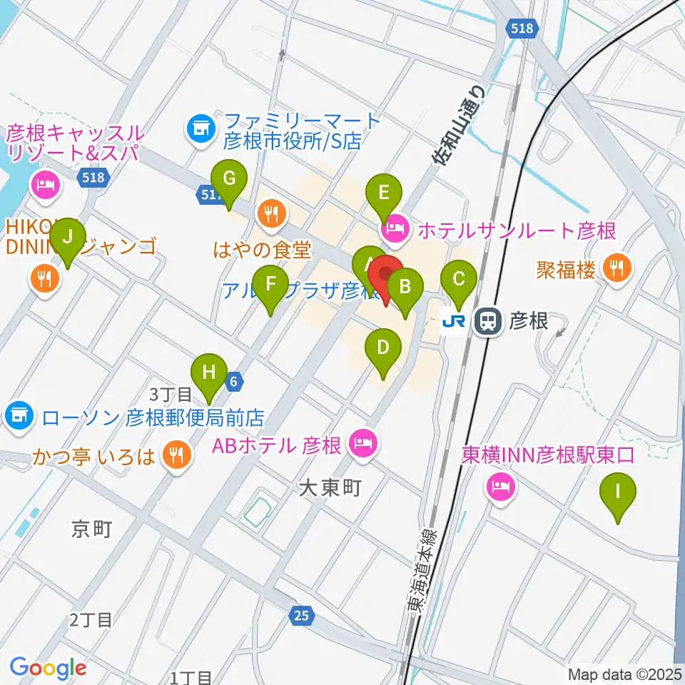 JEUGIA 彦根店周辺のカフェ一覧地図