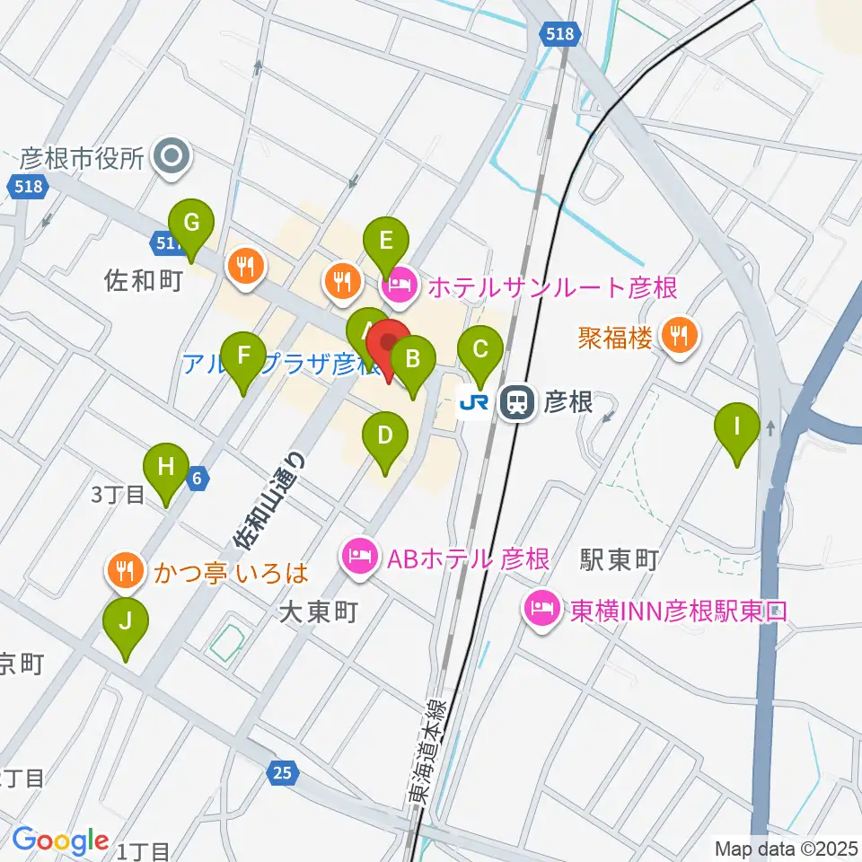JEUGIA 彦根店周辺のカフェ一覧地図