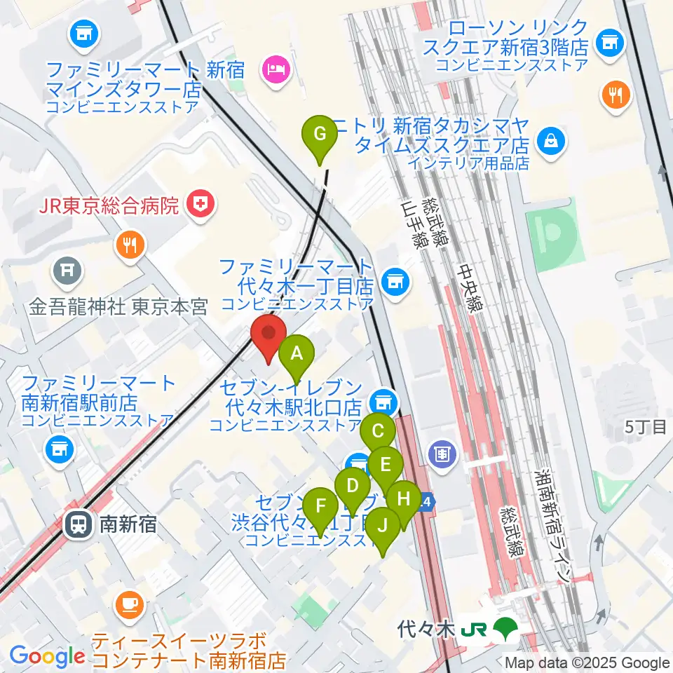 代々木アトリエ・ムジカ周辺のカフェ一覧地図