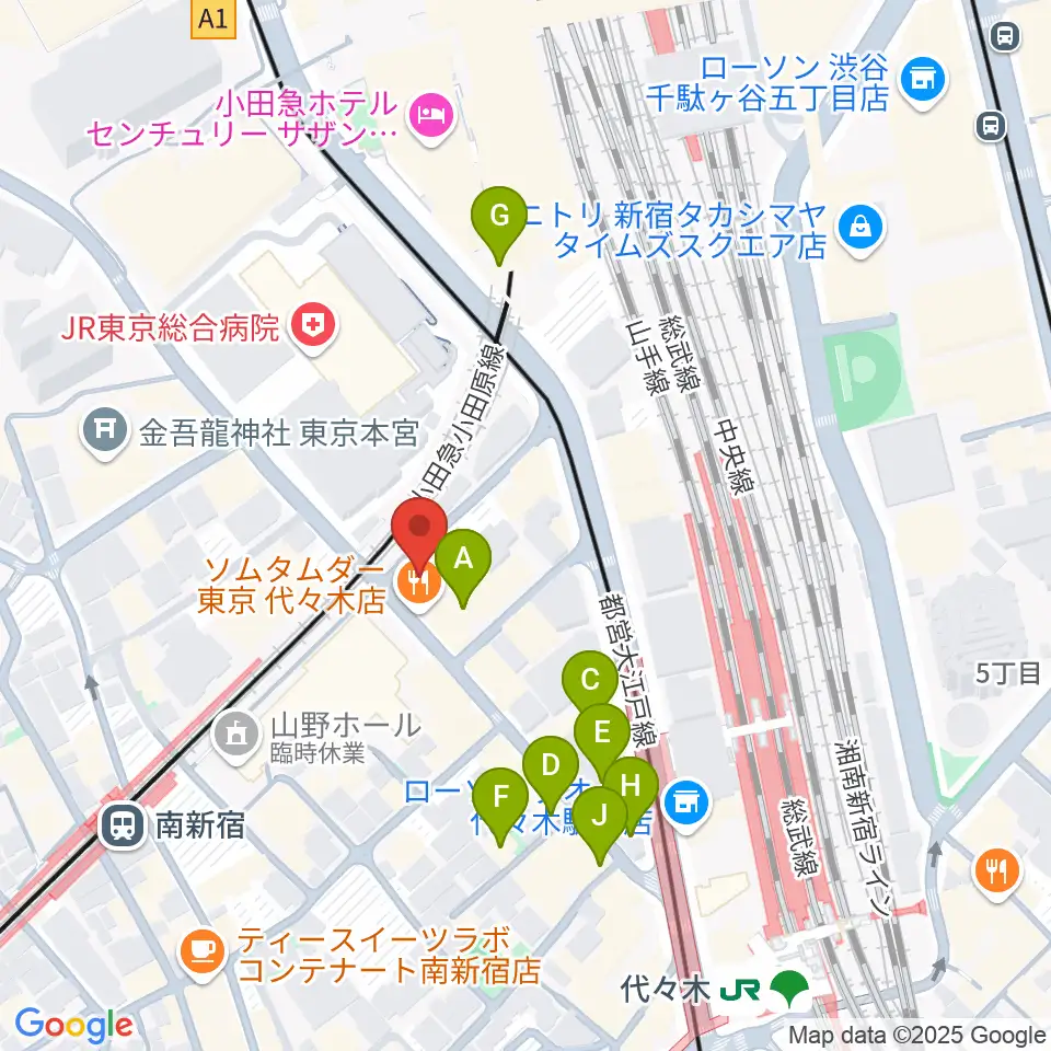 代々木アトリエ・ムジカ周辺のカフェ一覧地図