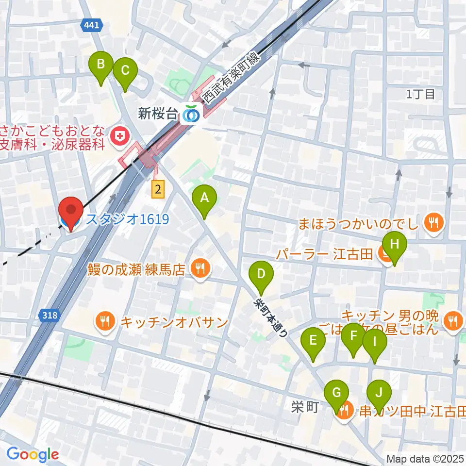 GALLERY STUDIO 1619.周辺のカフェ一覧地図