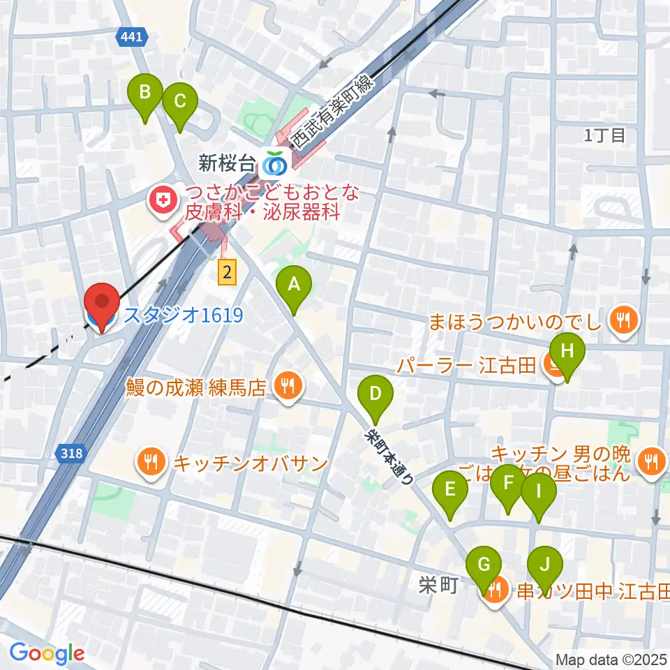 GALLERY STUDIO 1619.周辺のカフェ一覧地図
