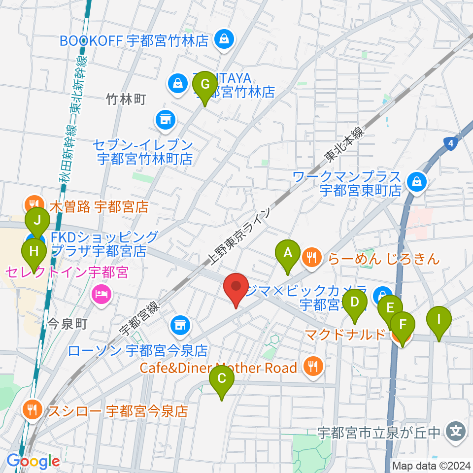 ギターショップ・オールドブリッジ周辺のカフェ一覧地図