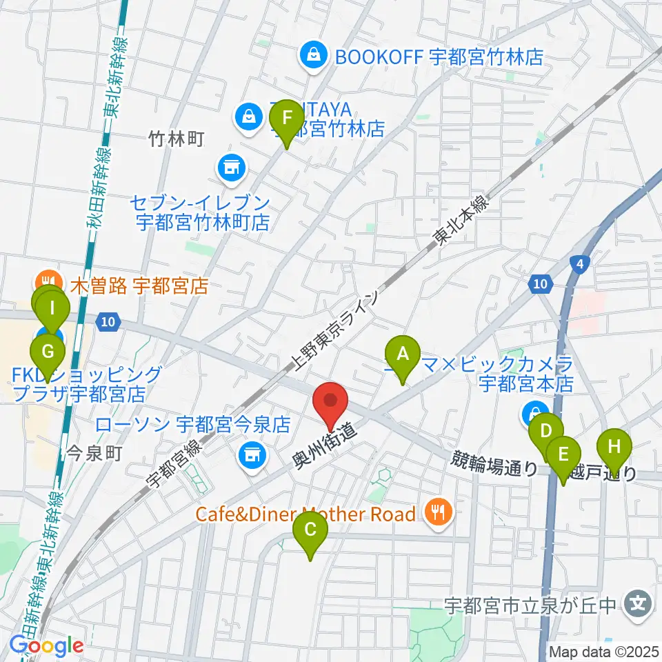 ギターショップ・オールドブリッジ周辺のカフェ一覧地図