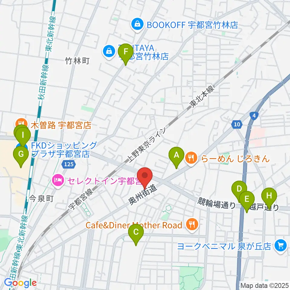 ギターショップ・オールドブリッジ周辺のカフェ一覧地図