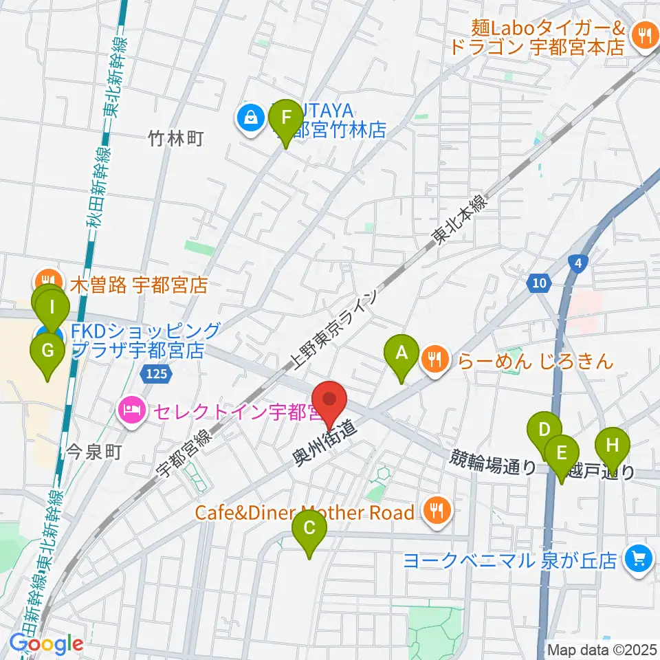 ギターショップ・オールドブリッジ周辺のカフェ一覧地図