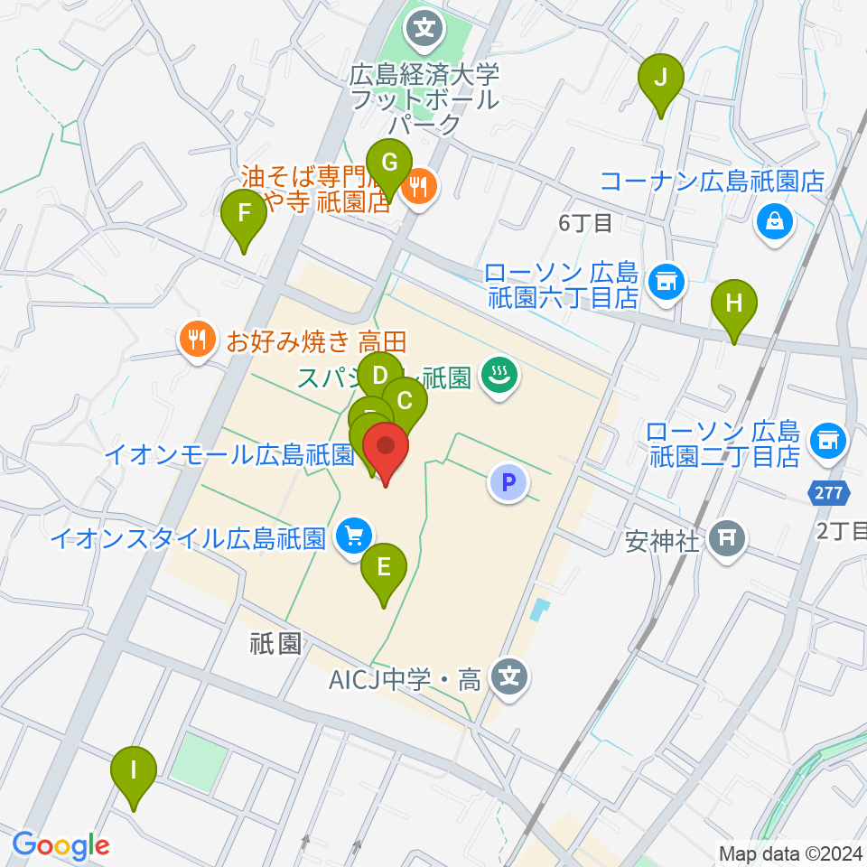 島村楽器 イオンモール広島祗園店周辺のカフェ一覧地図