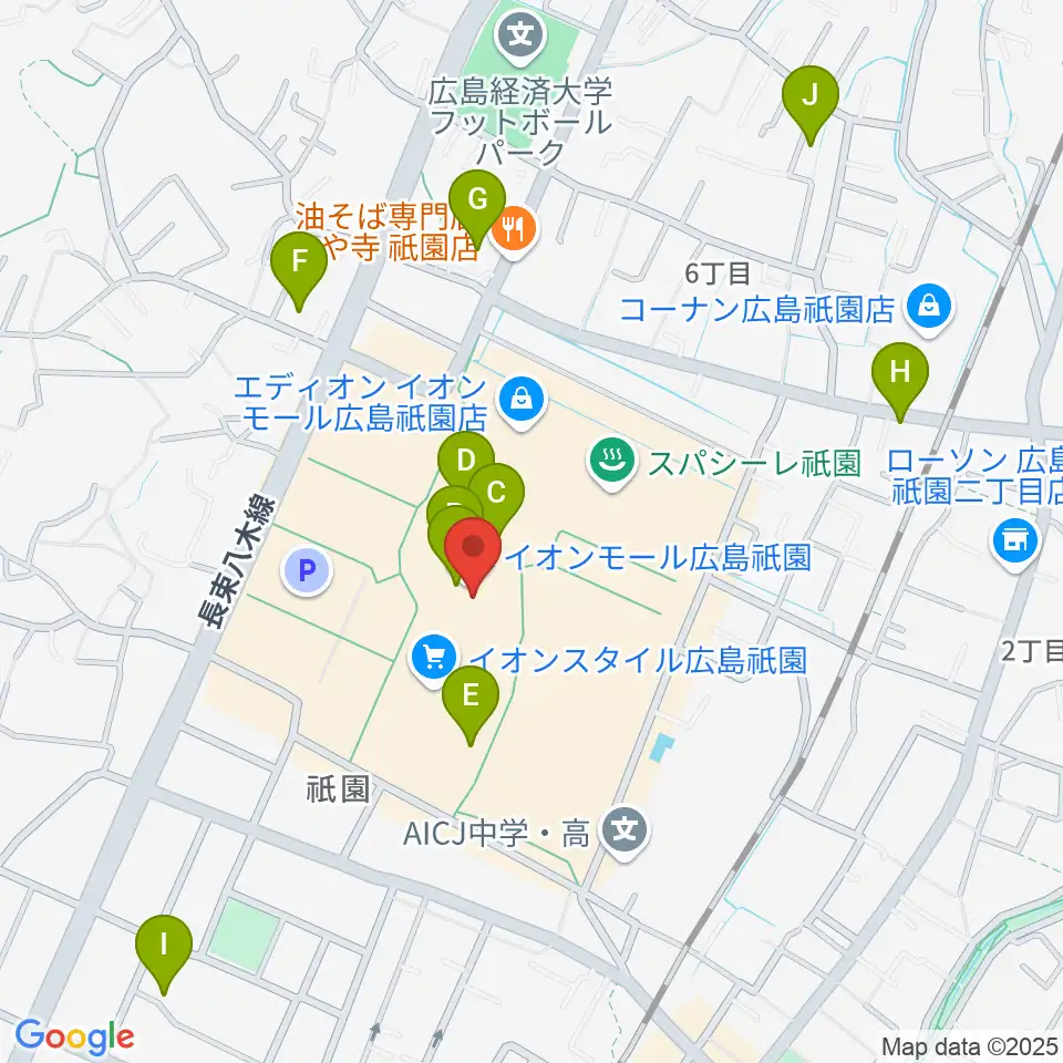 島村楽器 イオンモール広島祗園店周辺のカフェ一覧地図