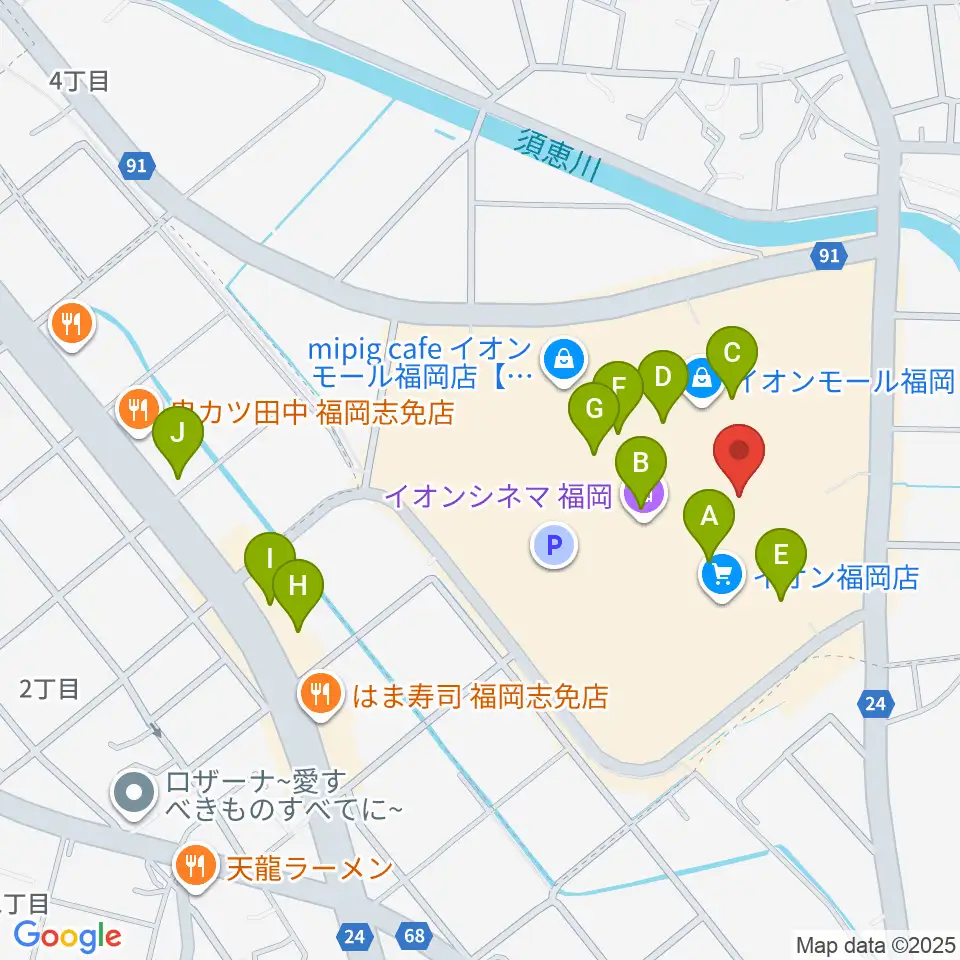 島村楽器 イオンモール福岡店周辺のカフェ一覧地図
