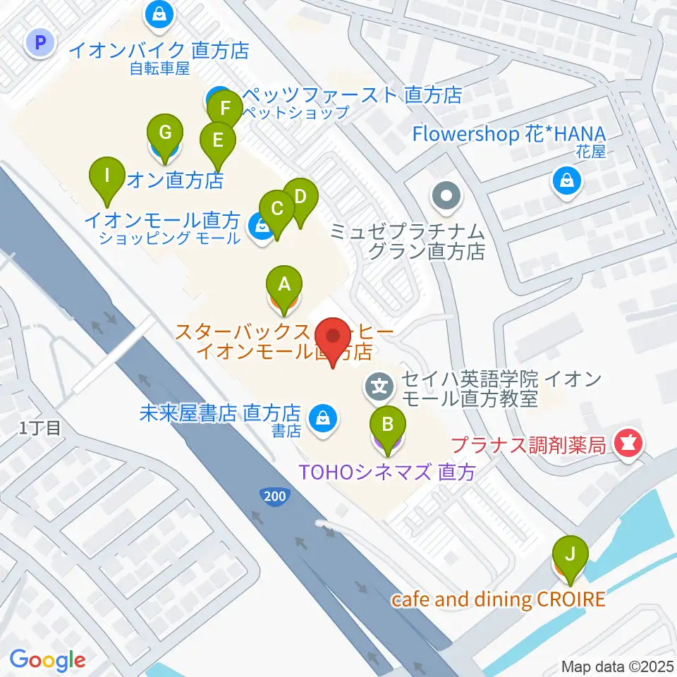島村楽器 イオンモール直方店周辺のカフェ一覧地図