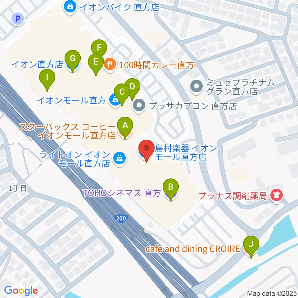 島村楽器 イオンモール直方店周辺のカフェ一覧地図