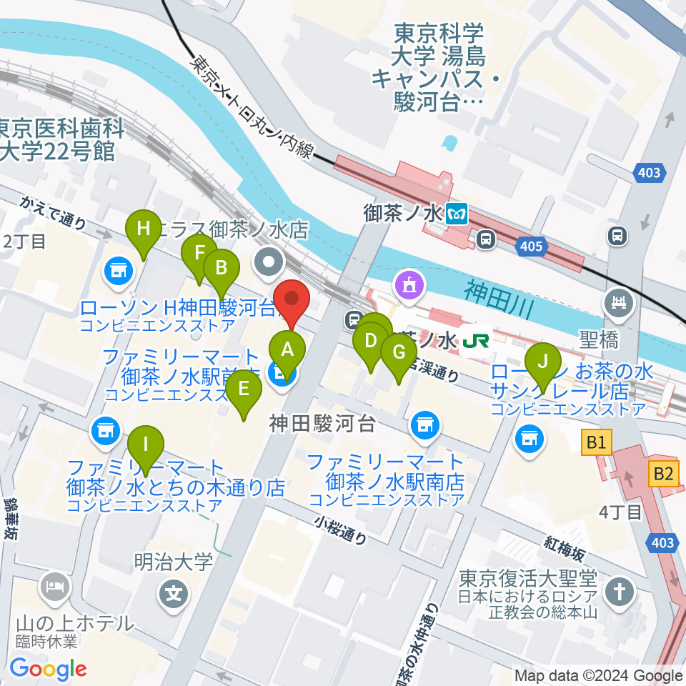 BIGBOSSお茶の水駅前店周辺のカフェ一覧地図