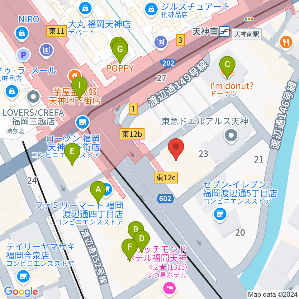 BIGBOSS福岡周辺のカフェ一覧地図