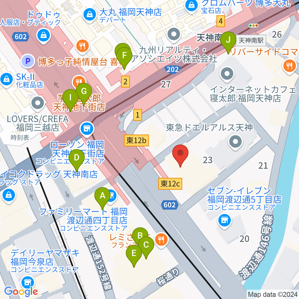 BIGBOSS福岡周辺のカフェ一覧地図