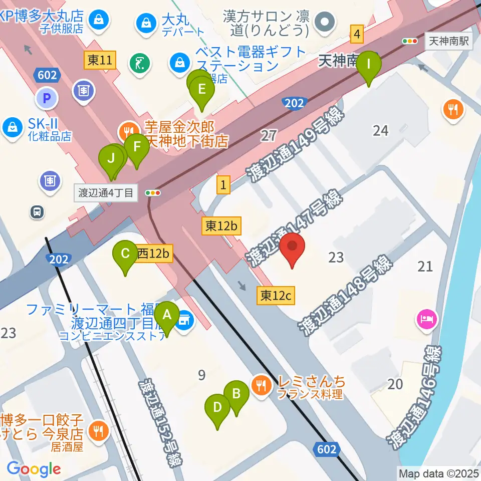 BIGBOSS福岡周辺のカフェ一覧地図