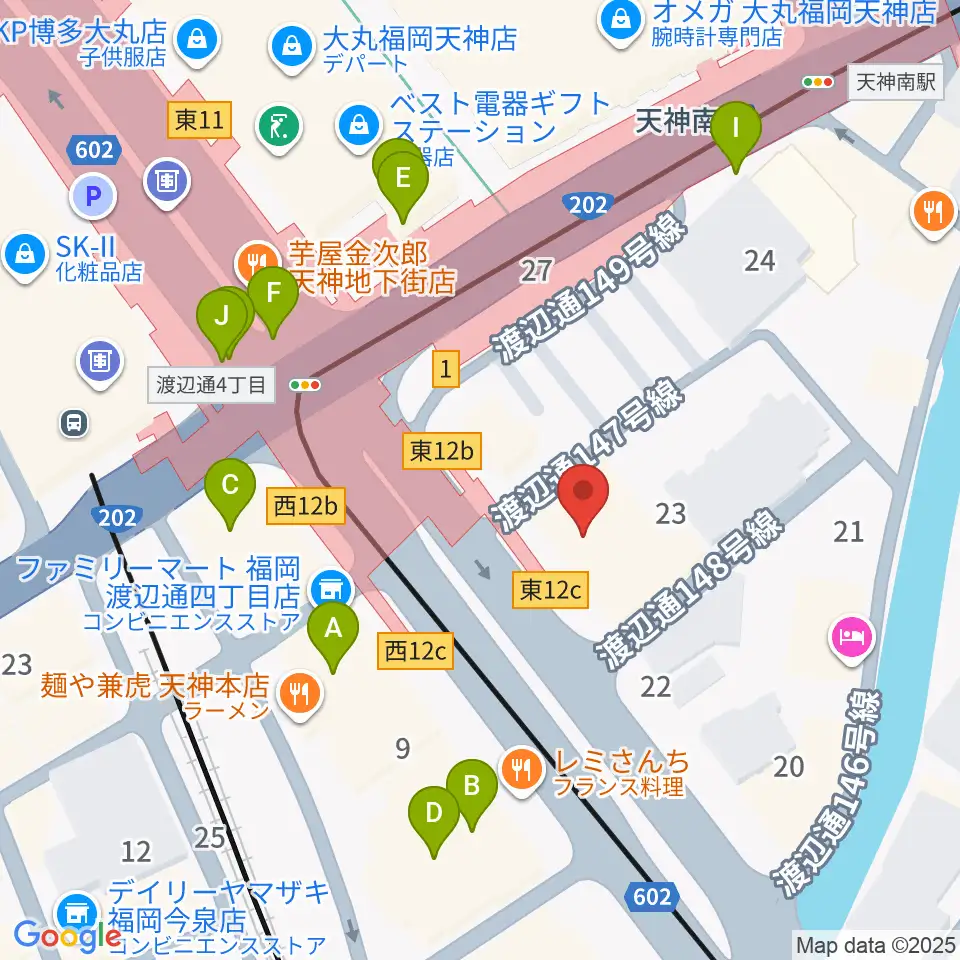 BIGBOSS福岡周辺のカフェ一覧地図
