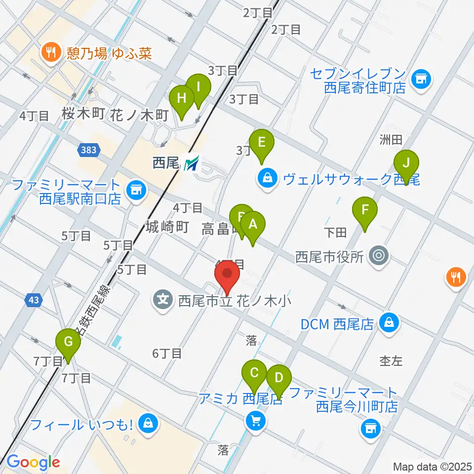 西尾エイトビート周辺のカフェ一覧地図