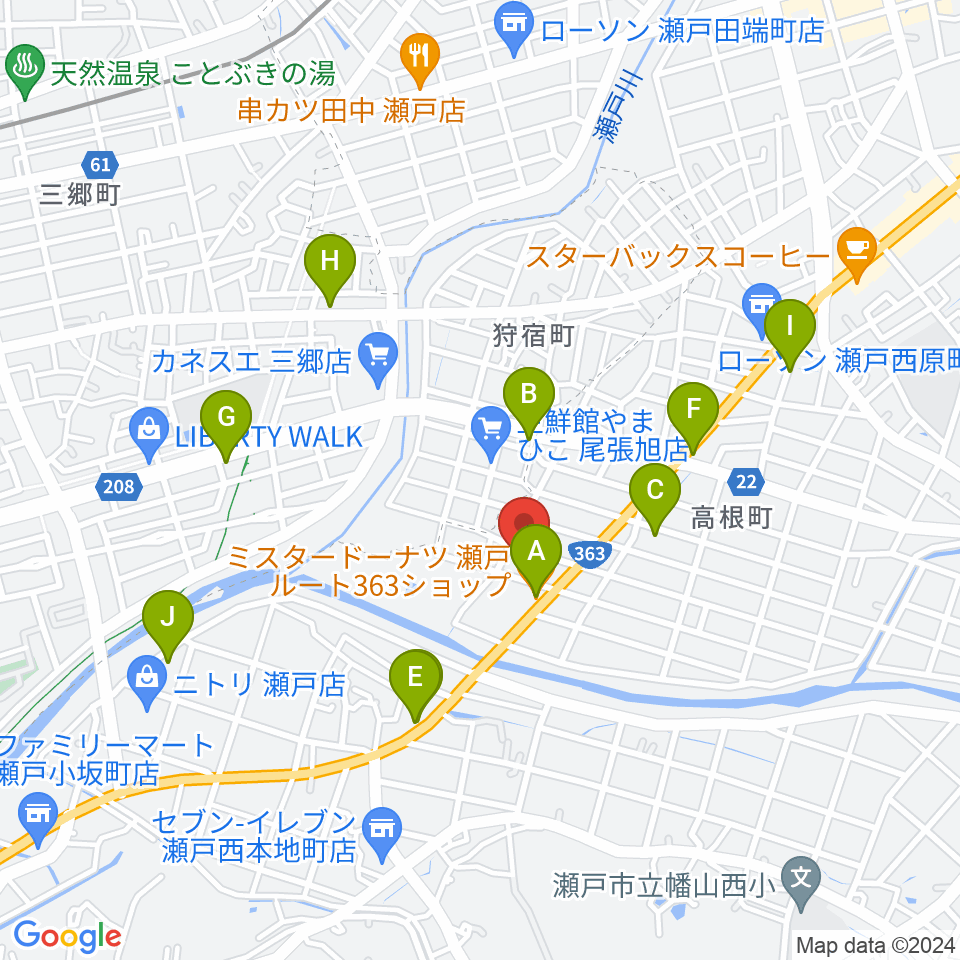 スタジオ・ミディ周辺のカフェ一覧地図