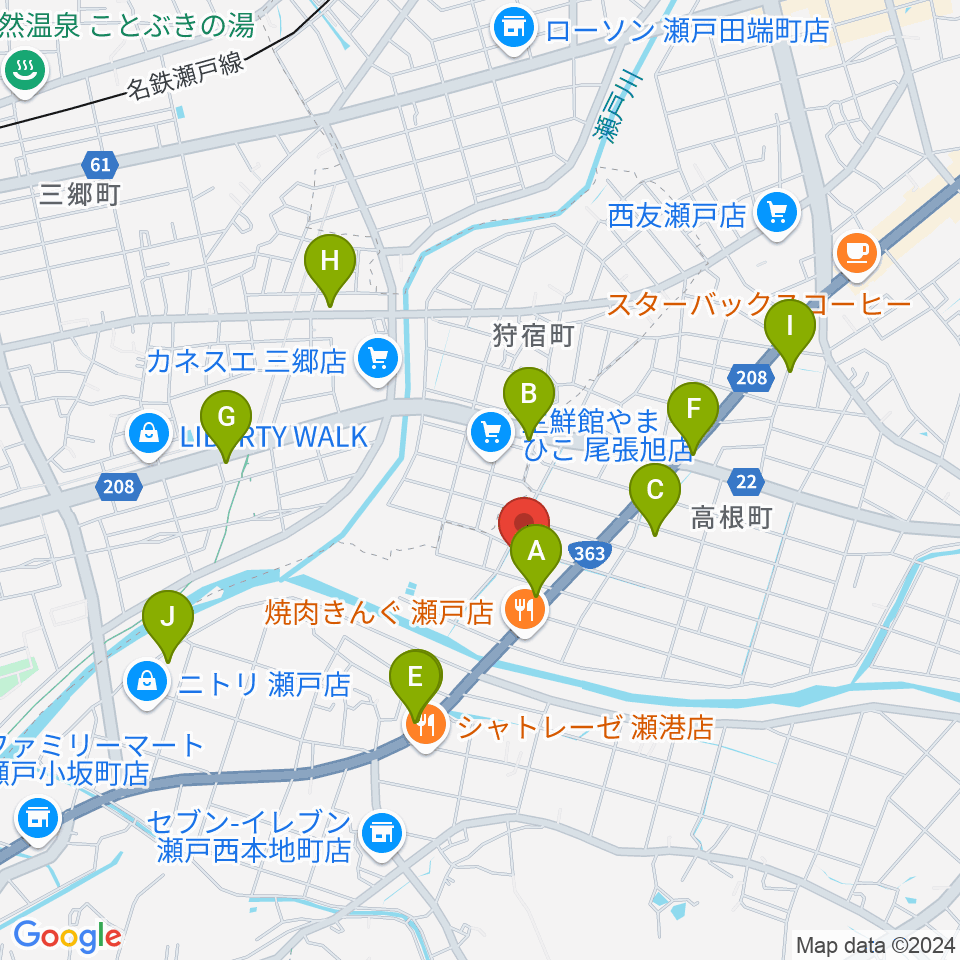 スタジオ・ミディ周辺のカフェ一覧地図