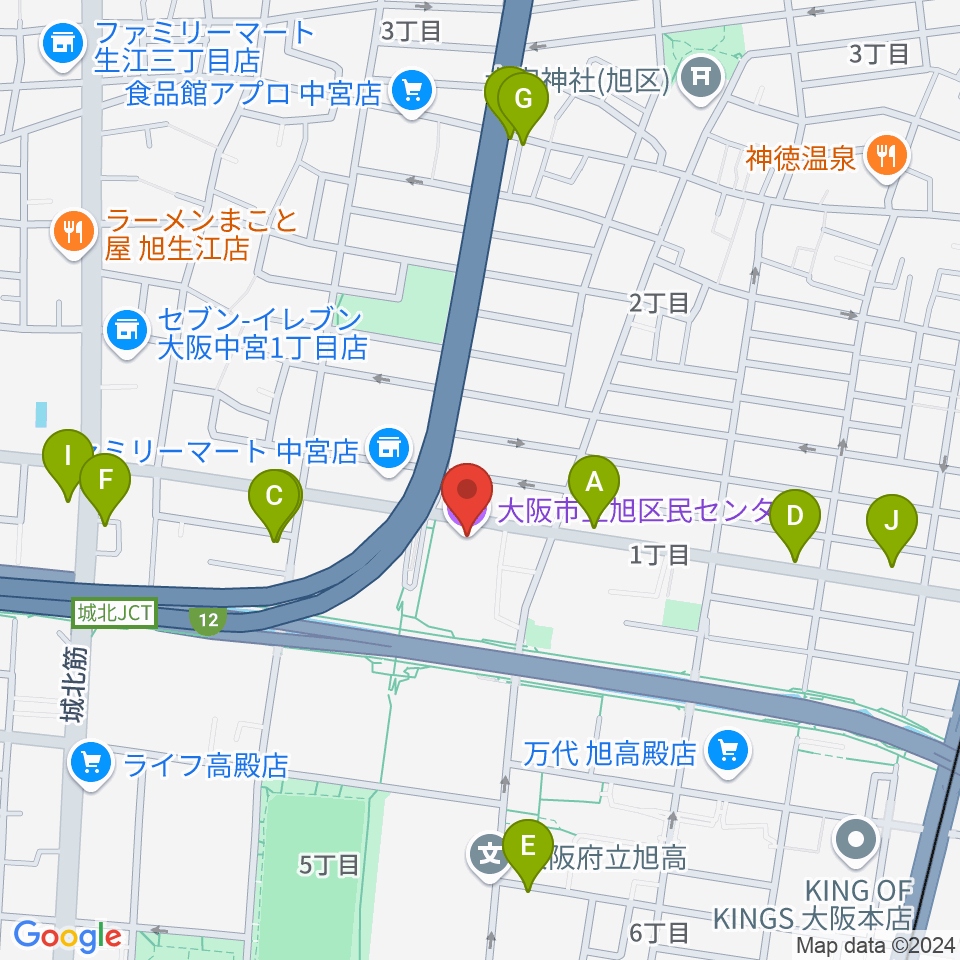 芸術創造館 音楽練習室周辺のカフェ一覧地図