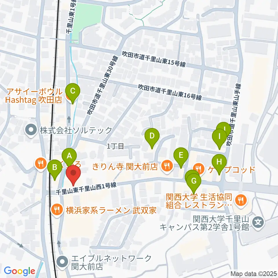 関大前スタジオパレット周辺のカフェ一覧地図