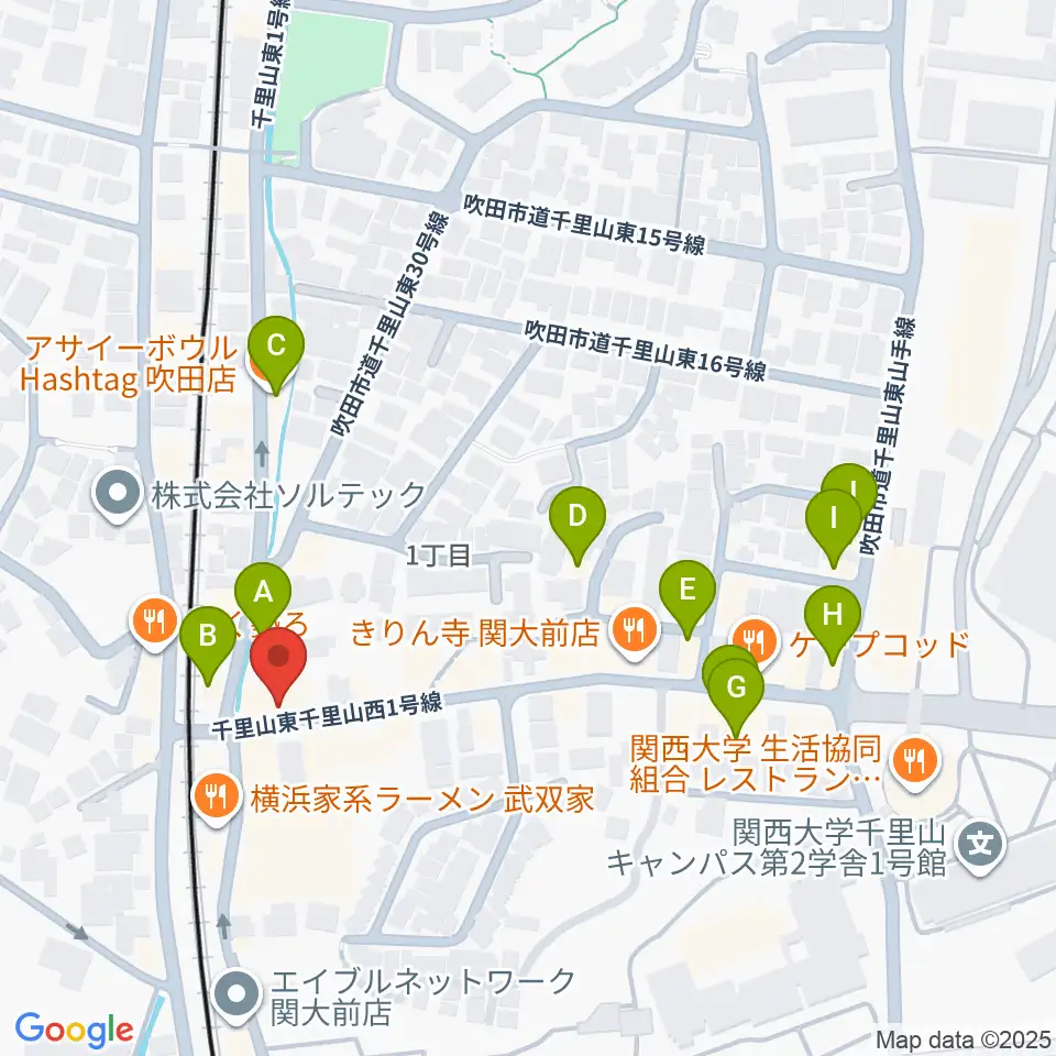 関大前スタジオパレット周辺のカフェ一覧地図